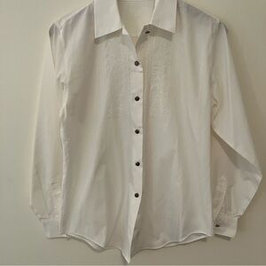 VTG Women’s Foxcroft White Embroidered Buttondown Sz. 4 Metal Buttons Cottage